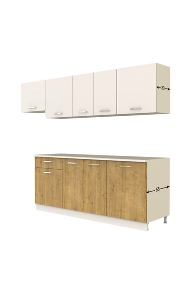 Tdesigno Nisa Hazır Mutfak Dolabı 260 cm safir Meşe Beyaz - 5