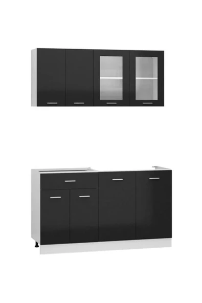 Tdesigno Efsun Mutfak 140 cm Tezgah Dahil Değil Parlak Kapak Siyah - Resim 2