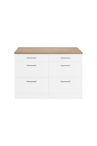 Tdesigno Ares Mutfak 6 Çekmeceli Alt Modül 100 Cm Beyaz Tezgah Dahil ürün görseli