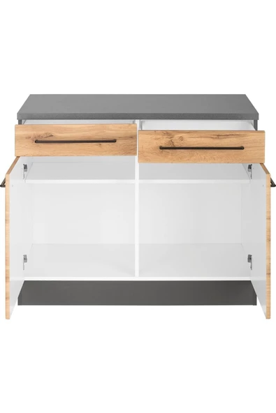 Tdesigno Odin Mutfak Çekmeceli Alt Modül - Dolap 100 Cm Antrasit-meşe/ Tezgah Dahil - 3