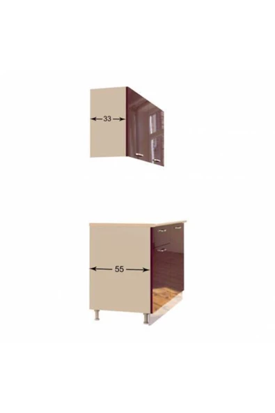 Tdesigno Bade Hazır Mutfak Dolabı 120cm - Tezgah Dahil Değil-parlak Mürdüm - 4