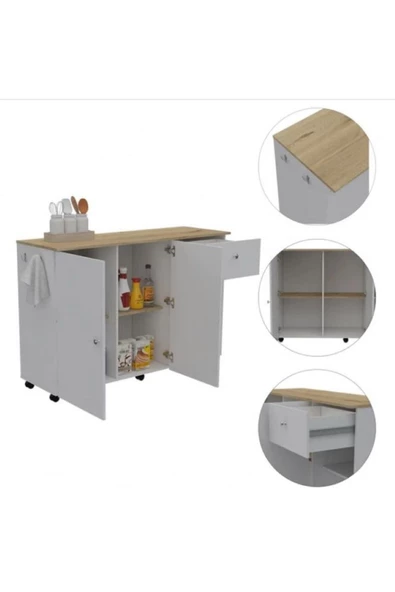 GC Neşe Mutfak Adası - Beyaz-120 Cm - Resim 3