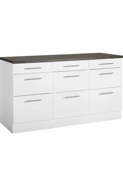 Tdesigno Anita Mutfak Çekmeceli Alt Modül 150 cm Beyaz Tezgah Dahil Td-ari-011 - Resim 3