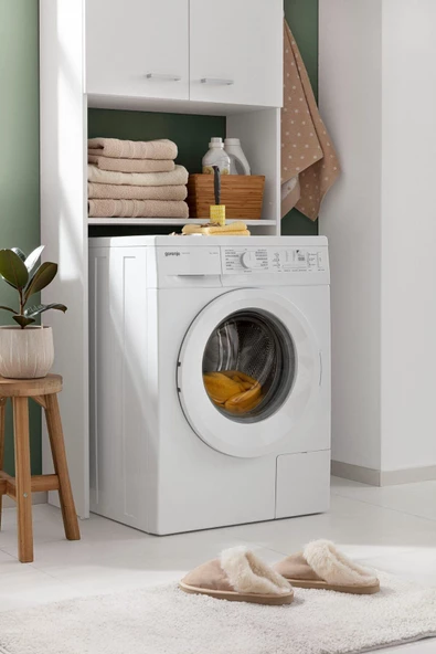 Tdesigno Kumru  Banyo Dolabı-Çok Amaçlı-Çamaşır Makinesi Dolabı Beyaz - 2