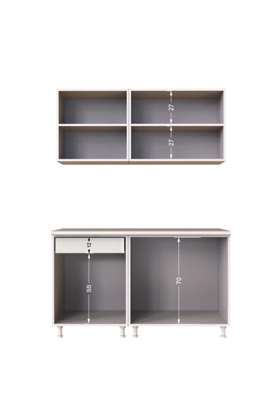 Tdesigno Feyza Hazır Mutfak Dolabı 140 cm - Safir Meşe Beyaz - Resim 6