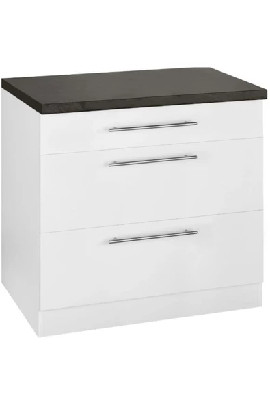 Tdesigno Aysel Mutfak Çekmeceli Alt Modül 80 Cm Beyaz -Antrasit Tezgah Dahil ürün görseli