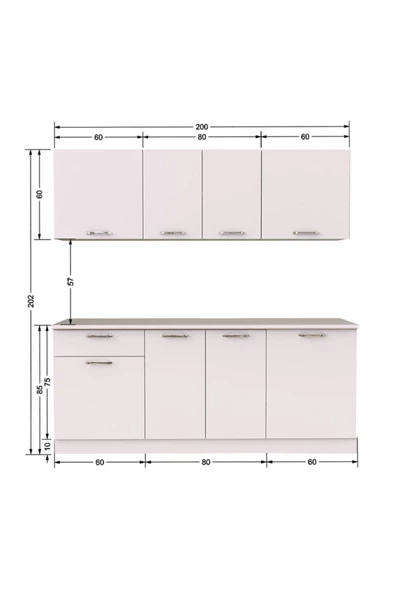 Tdesigno Sedef Hazır Mutfak Dolabı 200 Cm -beyaz– Tezgah Dahil Değil - Resim 3
