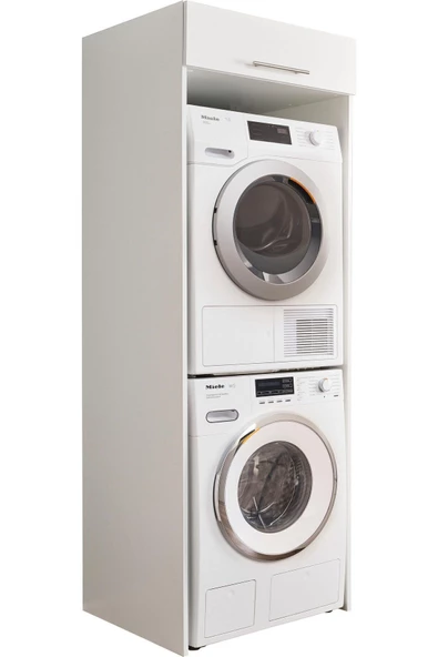 Tdesigno Hane Banyo Dolabı-Çok Amaçlı-Çamaşır Makinesi Dolabı Beyaz - 4