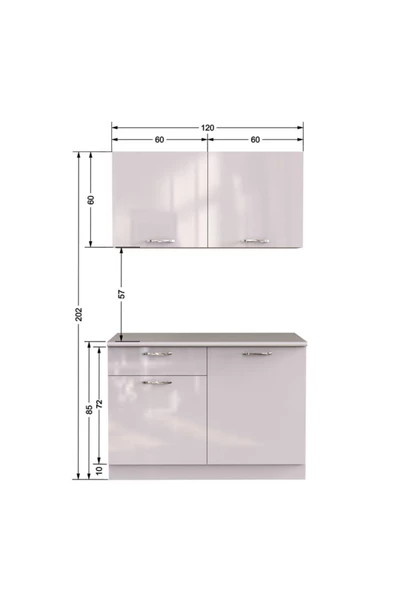 Tdesigno Dolunay Hazır Mutfak Dolabı 120cm–tezgah Dahil Değil-parlak Beyaz - Resim 4