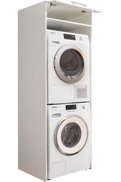 Tdesigno Hane Banyo Dolabı-Çok Amaçlı-Çamaşır Makinesi Dolabı Beyaz - 2