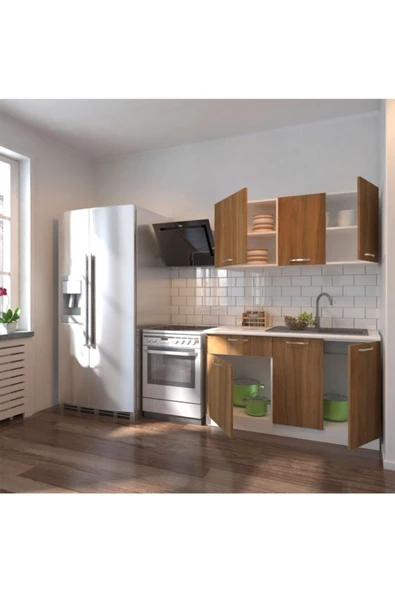 Tdesigno Inci Hazır Mutfak Dolabı 140 Cm - Tezgah Dahil Değil - Ceviz - Resim 2