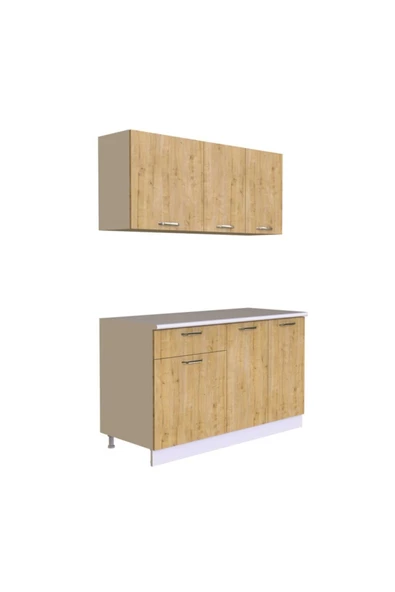 Tdesigno Safir Meşe Elvan Hazır Mutfak Dolabı 140 cm - Resim 4