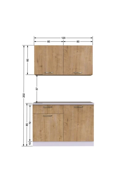 Tdesigno Ahenk Hazır Mutfak Dolabı 120 Cm – Tezgah Dahil Değil-safir Meşe - Resim 3