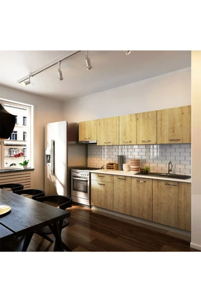 Tdesigno Mısra Hazır Mutfak Dolabı 260 Cm / Tezgah Dahil Değil/safir Meşe - Resim 2