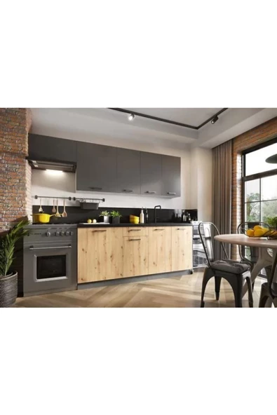 Tdesigno Tdesıgno Dilara Mutfak 240 Cm Tezgah Dahil Değil Antrasit - 2