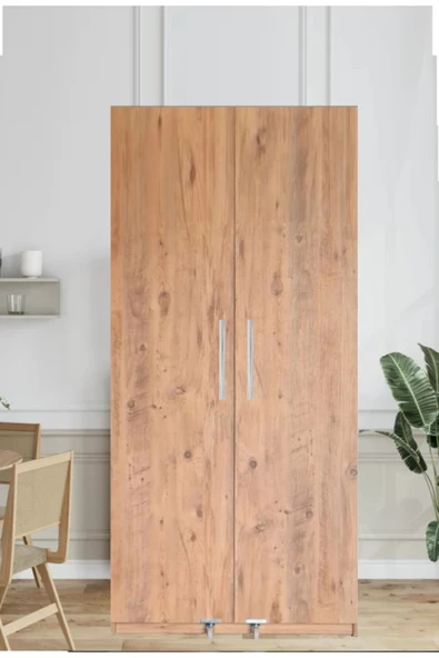 Tdesigno Hibe Çok Amaçlı 90 Derece Açılabilir 2 Kapaklı Kiler Erzak Mutfak Dolabı-90 cm - Resim 2