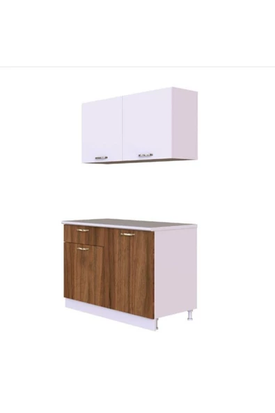 Tdesigno Adel Hazır Mutfak Dolabı 120 cm Tezgah Dahil Değil Ceviz Beyaz - 5