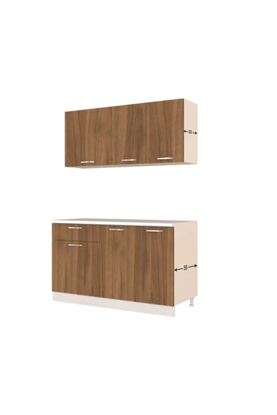 Tdesigno Inci Hazır Mutfak Dolabı 140 Cm - Tezgah Dahil Değil - Ceviz - Resim 4