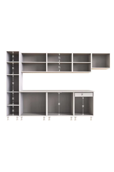 Tdesigno Yaprak Hazır Mutfak Dolabı Kiler Dahil 320cm/ceviz Ve Beyaz/Tezgah Dahil Değil - Resim 5