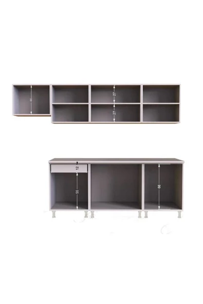 Tdesigno Nevra Hazır Mutfak Dolabı 260 cm Tezgah Dahil Değil Beyaz - 5