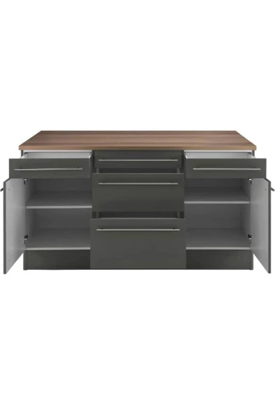 Tdesigno Dion Mutfak Alt Modül 160 cm Antrasit - Tezgah Dahil - 3
