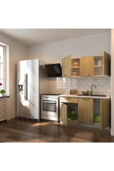 Tdesigno Safir Meşe Elvan Hazır Mutfak Dolabı 140 cm - Resim 2