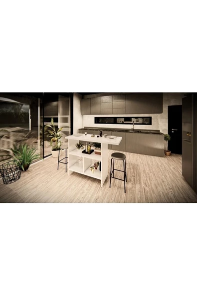 Tdesigno Zula Mutfak Adası Alt Modül 120 cm Beyaz