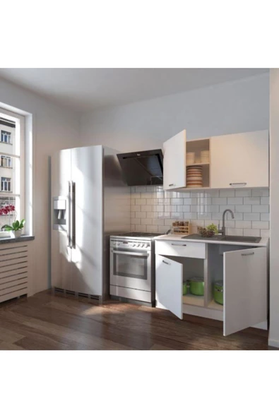 Tdesigno Ela Hazır Mutfak Dolabı 120 Cm - Tezgah Dahil Değil Beyaz - Resim 2