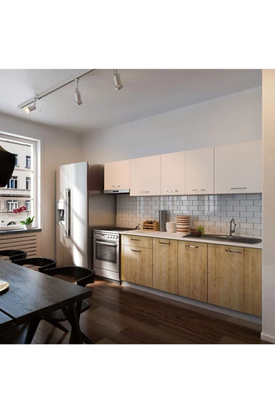 Tdesigno Nisa Hazır Mutfak Dolabı 260 cm safir Meşe Beyaz - 2