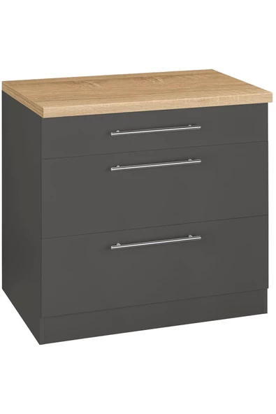 Tdesigno Aysel Mutfak Çekmeceli Alt Modül 70 Cm Antrasit - Tezgah Dahil - Resim 2