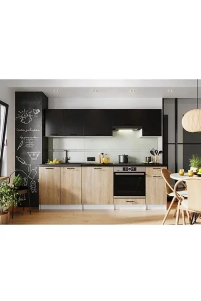 Tdesigno Tdesıgno Mina Mutfak 240 Cm Tezgah Dahil Değil Siyah-meşe - 2