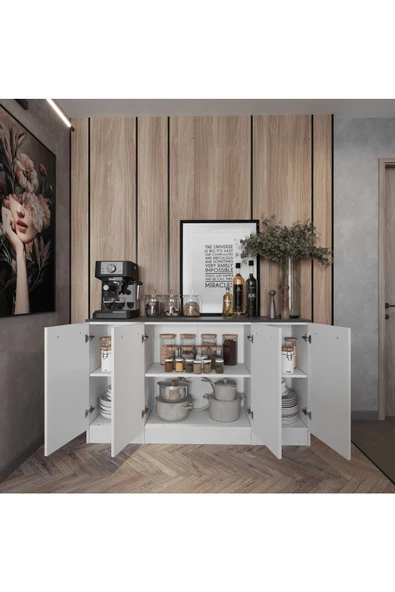 GC Cellin Mutfak Alt Modül 160 cm Beyaz - Antrasit Tezgah Dahil - Resim 3