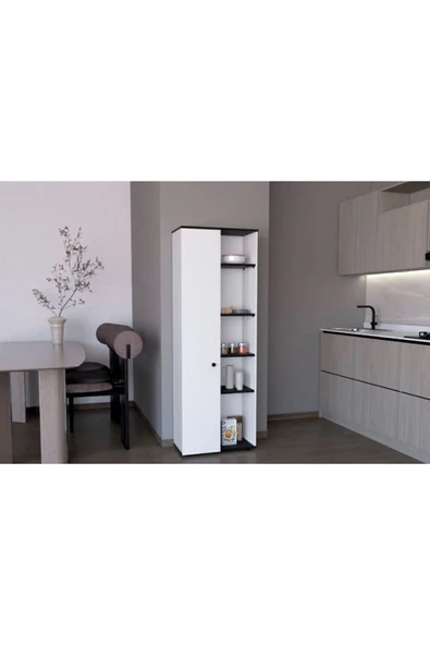 Tdesigno Portre Çok Amaçlı Dolap,10 Raflı, 1 Kapaklı Mutfak Dolabı Kiler Dolabı Banyo Dolabı - Resim 3