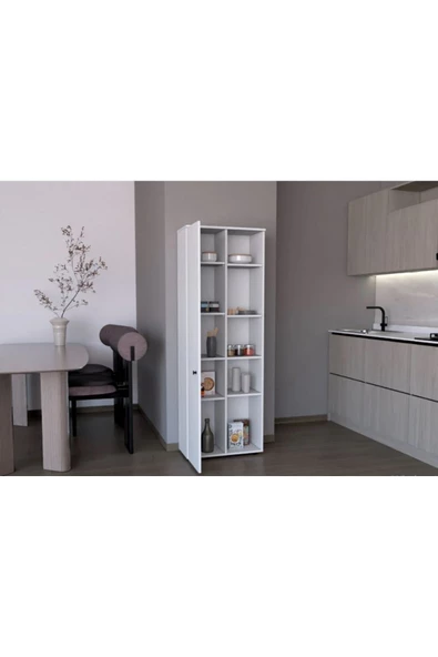 Tdesigno Portre Çok Amaçlı Dolap,10 Raflı, 1 Kapaklı Mutfak Dolabı Kiler Dolabı Banyo Dolabı - 4