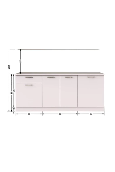Tdesigno Sedef Mutfak ALT Modülü 200 Cm /beyaz/Tezgah Dahil Değil - 2