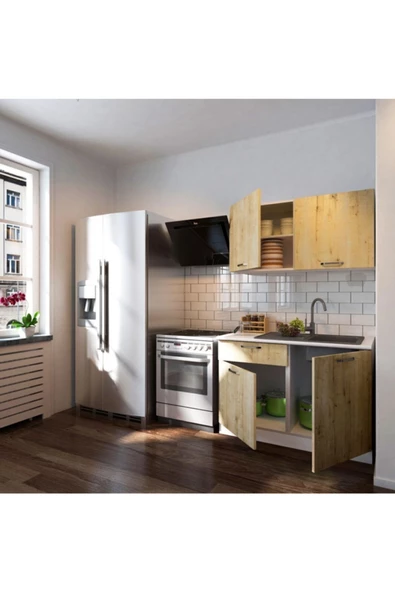 Tdesigno Ahenk Hazır Mutfak Dolabı 120 Cm – Tezgah Dahil Değil-safir Meşe - Resim 2