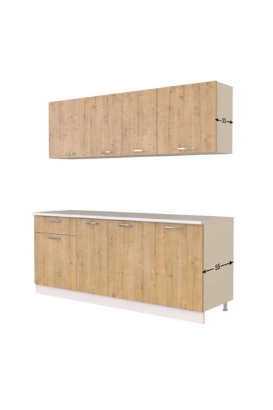 Tdesigno Piraye Hazır Mutfak Dolabı 200 Cm -safir Meşe - Tezgah Dahil Değil - Resim 3