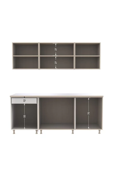 Tdesigno Piraye Hazır Mutfak Dolabı 200 Cm -safir Meşe - Tezgah Dahil Değil - Resim 6