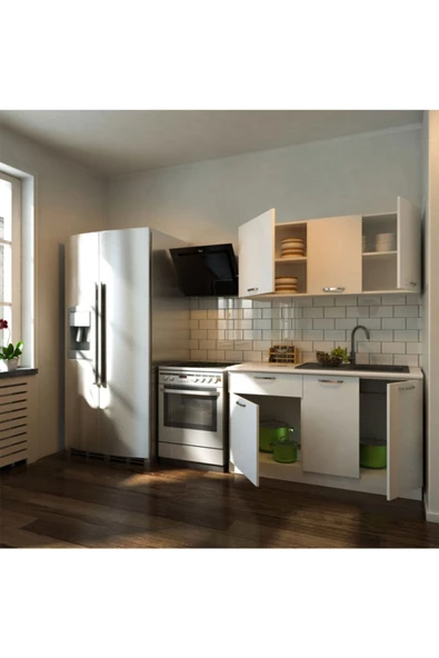 Tdesigno Eftalya Hazır Mutfak Dolabı 140 Cm - Tezgah Dahil Değil - Beyaz - Resim 2