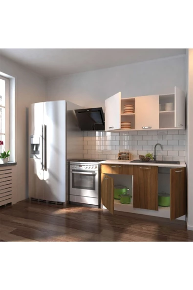 Tdesigno Imge Hazır Mutfak Dolabı 140 Cm – Tezgah Dahil Değil Ceviz Beyaz - 2