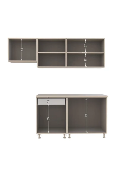 Tdesigno Meriç Hazır Mutfak Dolabı 200 Cm – Ceviz-beyaz – Tezgah Dahil Değil - 5