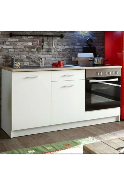Tdesigno Mera Mutfak Çekmeceli Alt Modül 180 cm Beyaz Tezgah Dahil ürün görseli