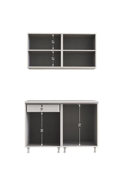 Tdesigno Adel Hazır Mutfak Dolabı 120 cm Tezgah Dahil Değil Ceviz Beyaz - 6
