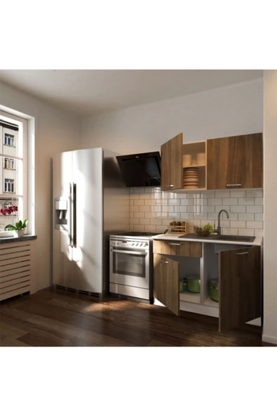 Tdesigno Selena Hazır Mutfak Dolabı 120 Cm - Tezgah Dahil Değil - Ceviz - Resim 2
