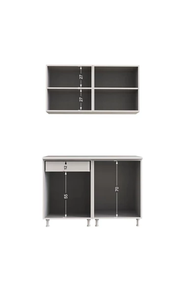 Tdesigno Anka Hazır Mutfak Dolabı 120 Cm - Parlak Mürdüm Ve Beyaz - Tezgah Dahil Değil - 5