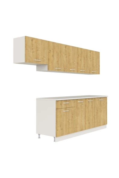 Tdesigno Mısra Hazır Mutfak Dolabı 260 Cm / Tezgah Dahil Değil/safir Meşe - Resim 6