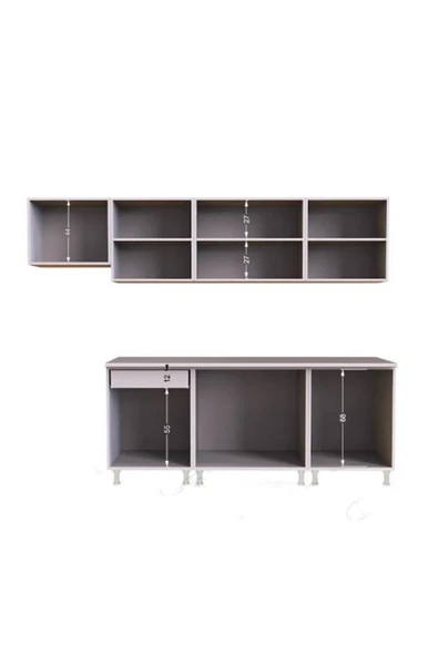 Tdesigno Nevin Hazır Mutfak Dolabı 260cm-tezgah Dahil Değil-parlak Mürdüm - Resim 5