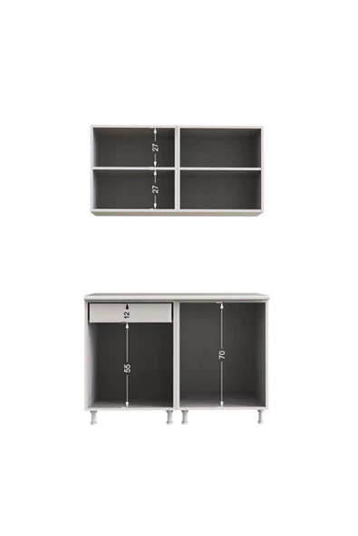 Tdesigno Elmas Hazır Mutfak Dolabı 120 cm Tezgah Dahil Değil Safir Meşe Beyaz - 5