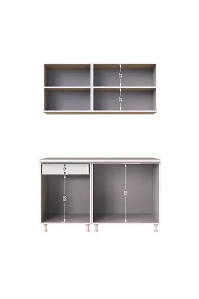 Tdesigno Hale Hazır Mutfak Dolabı – 140 Cm- Parlak Mürdüm Ve Beyaz – Tezgah Dahil Değil - 5
