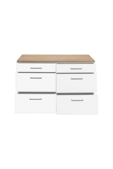 Tdesigno Ares Mutfak 6 Çekmeceli Alt Modül 100 Cm Beyaz Tezgah Dahil - Resim 2